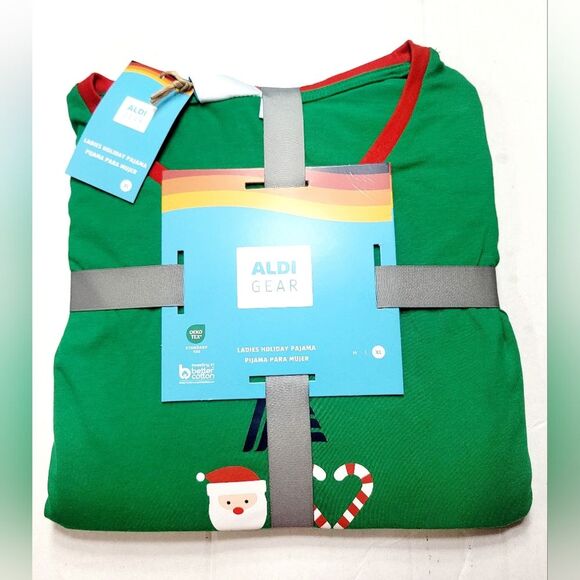 ALDI GEAR 2024 CHRISTMAS Aldi Tree Women's XL 2pc Cotton Blend Pajama Set Ltd Ed - Picture 2 of 10